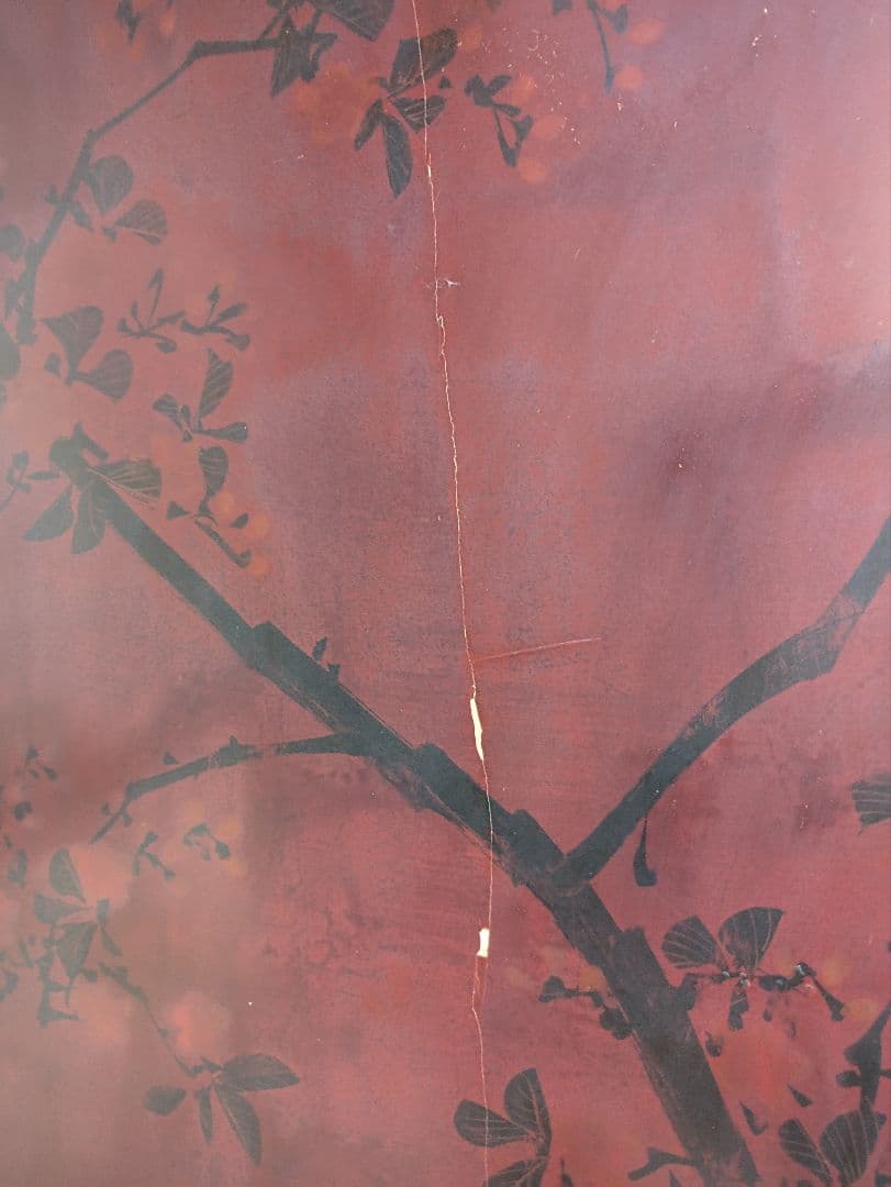 木製 黒漆塗り 螺鈿細工 衝立