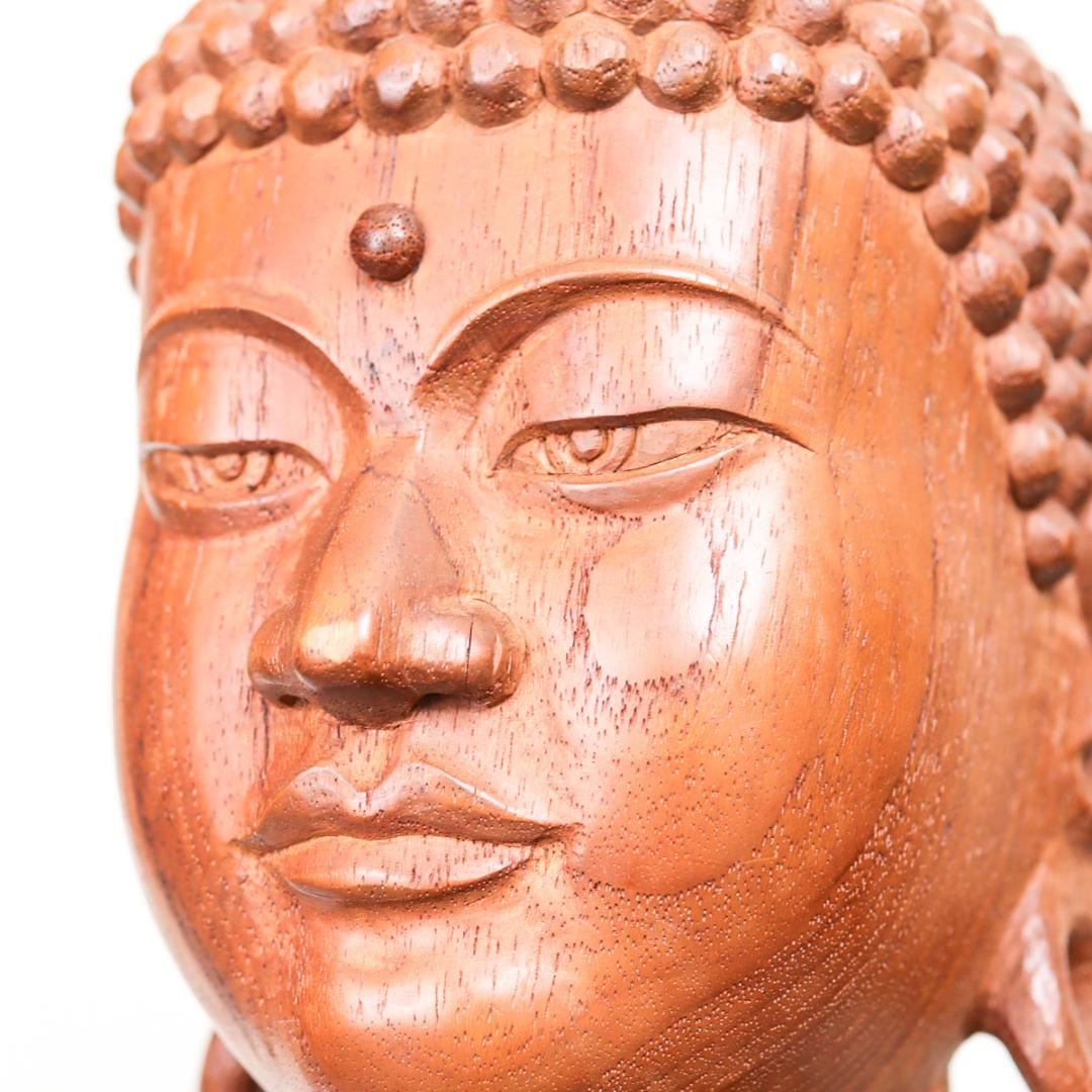 光峰 木彫 仏頭 仏教美術 箱付き