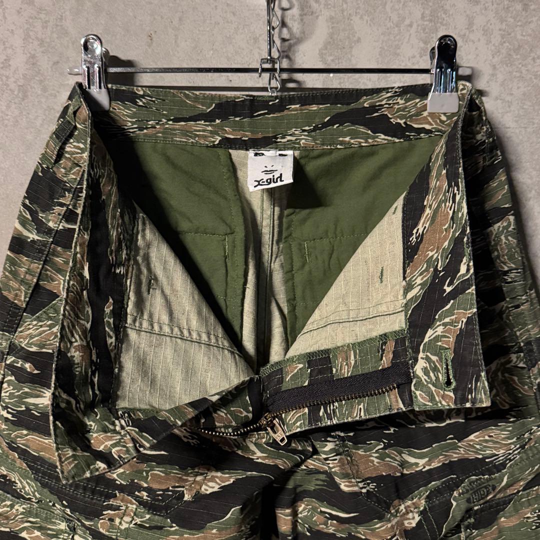 レディース X-girl エックスガール タイガーストライプカモパンツ 軍パン