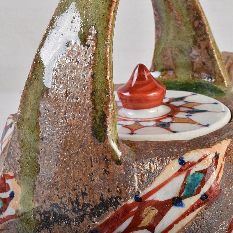 廣永窯　坪島土平作　金彩色絵　提酒器　共布共箱　D　R9033