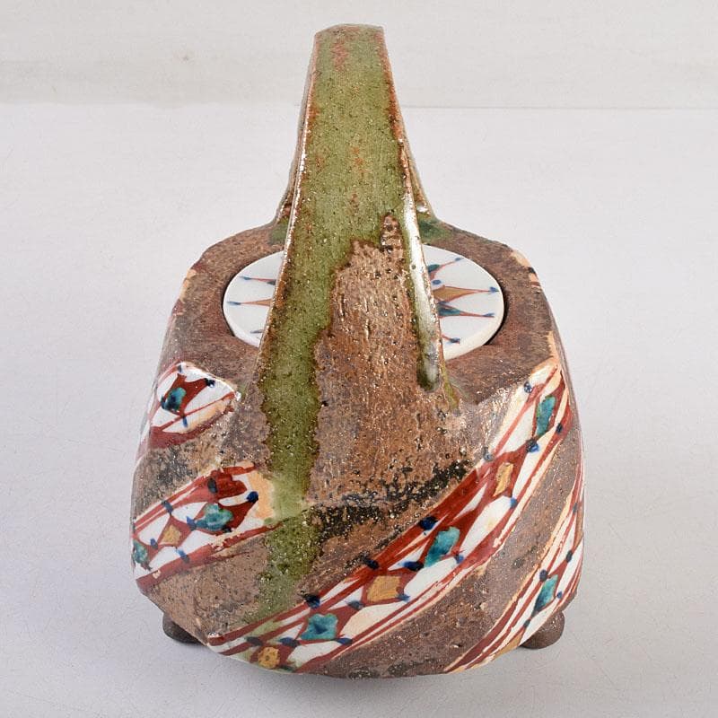 廣永窯　坪島土平作　金彩色絵　提酒器　共布共箱　D　R9033