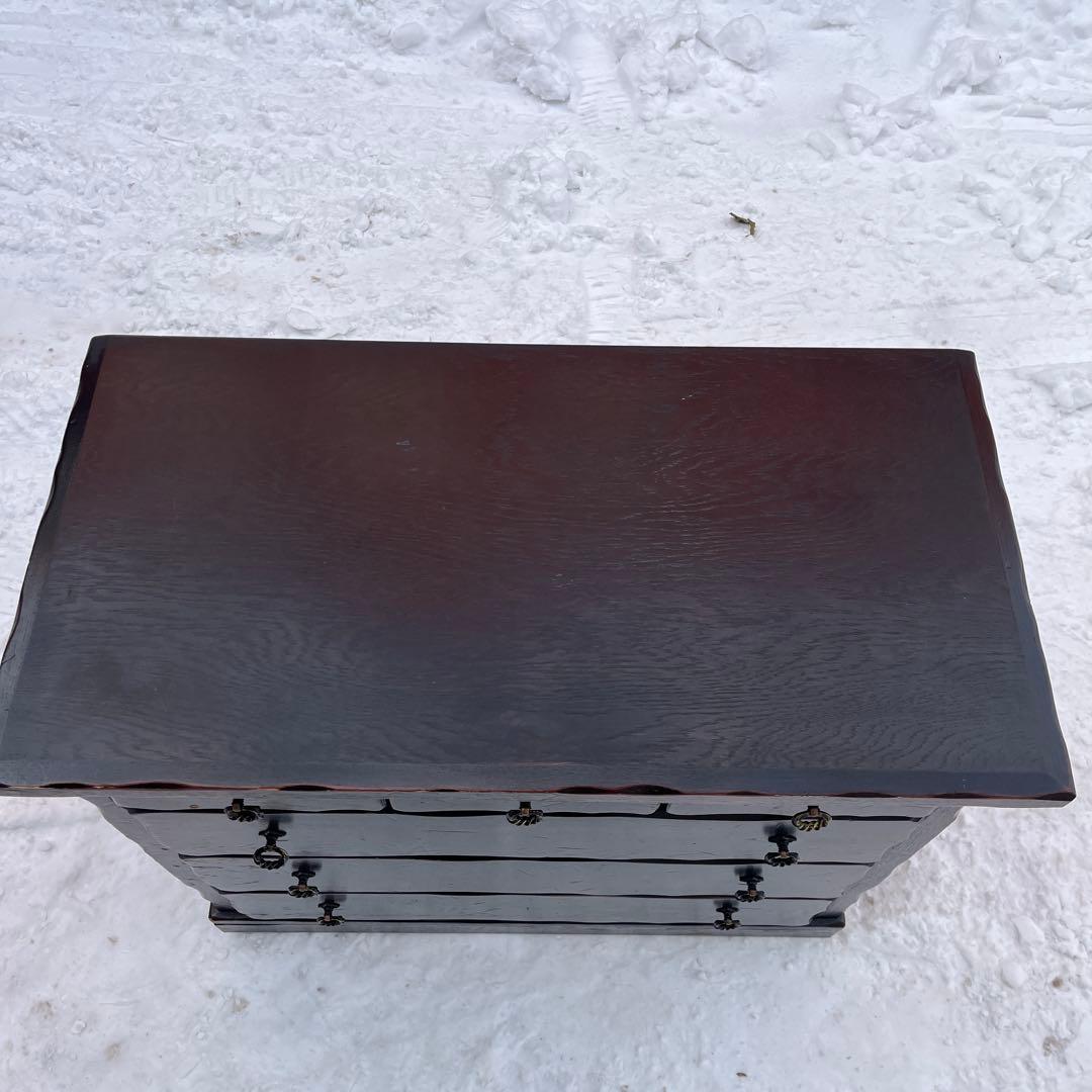 【表面キハダ材】レトロ 4段 箪笥 ハセガワ製 アンティーク調 収納家具