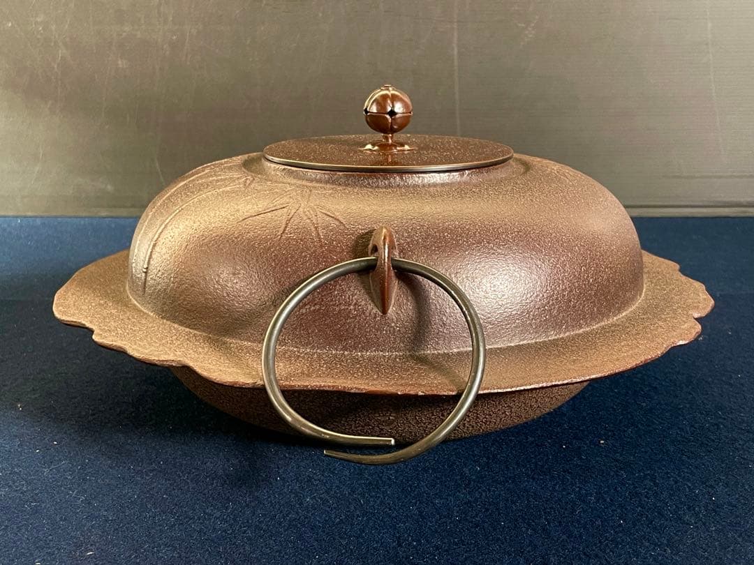 割引❣️「祖」 釜師 敬典 竹地紋 透木釜 釜鐶 透木共箱 A