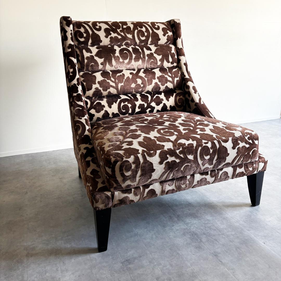 ヴィンテージ ハイバック ラウンジチェア ファブリック×総柄
