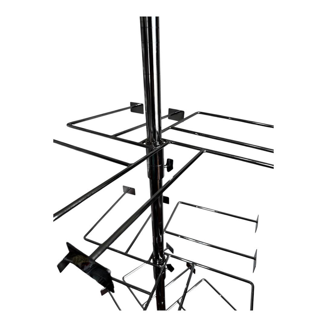 卍4段回転小物掛け　回転式ディスプレイ什器 4段 高さ調整可 キャスター付