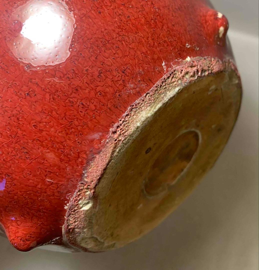 中国 紅釉丸形炉（洗筆）　f2250911