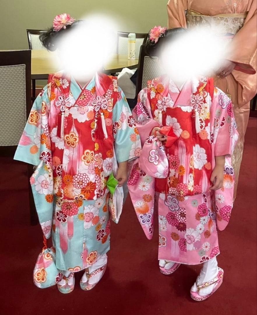 七五三　3歳女の子　双子　着物セット