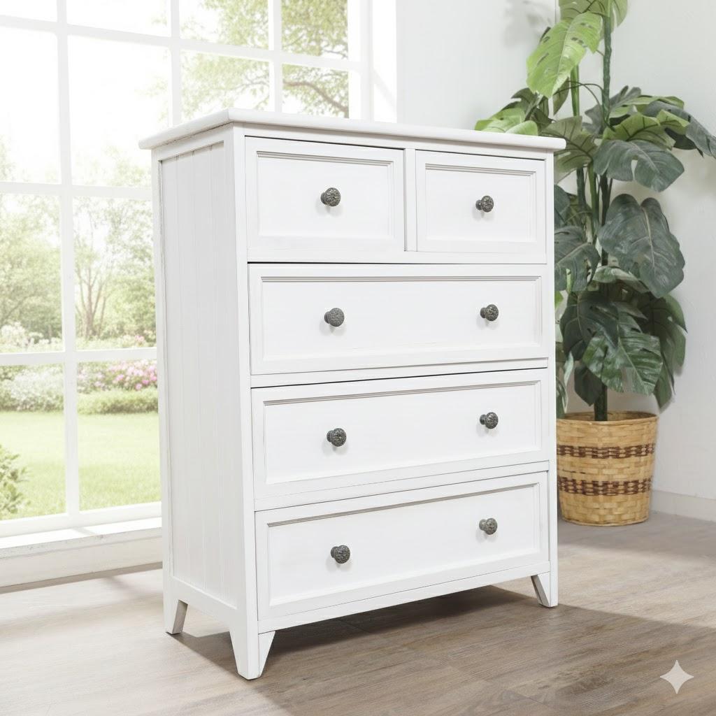 【新品・未使用】　アンティーク調　チェスト　4段5杯　 収納タンス　完成品