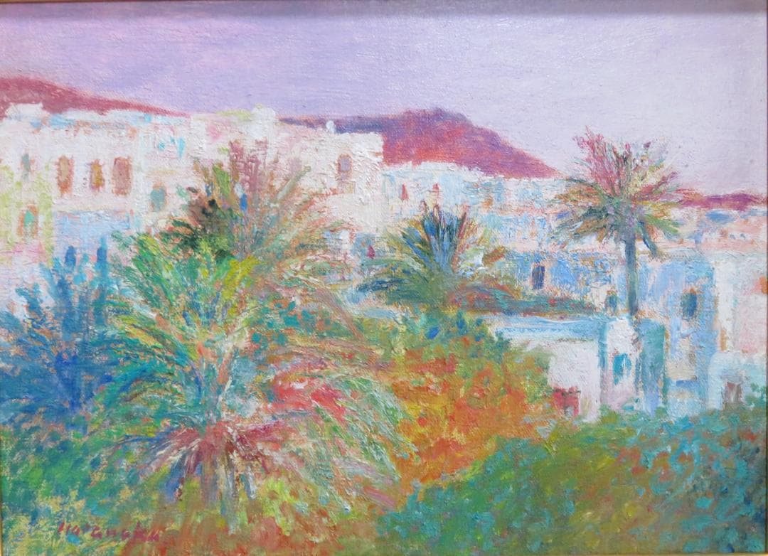 ◆ 畑中克仁　「ギリシャ（ミコノス島）」　油彩F4号　 真作保証 ◆