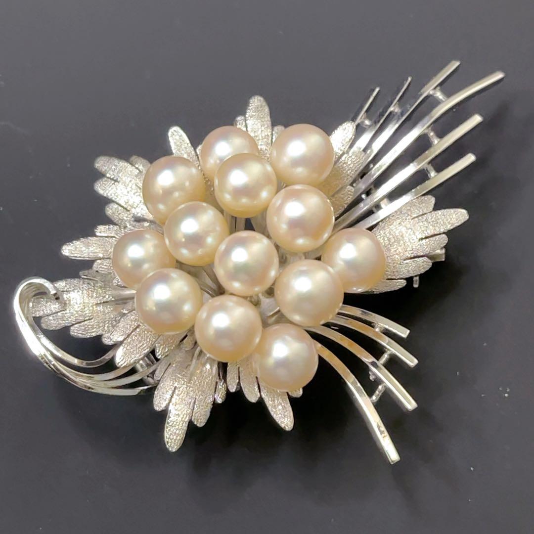 真珠 パール アコヤ真珠 SILVER 13珠 ブローチ 帯留め 2way