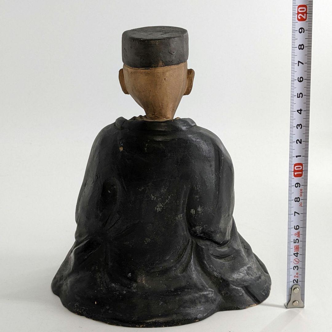 英昌堂泰山 京焼 千利休像 共箱合布 清水焼 陶器人形 置物 彩色陶器 千宗易