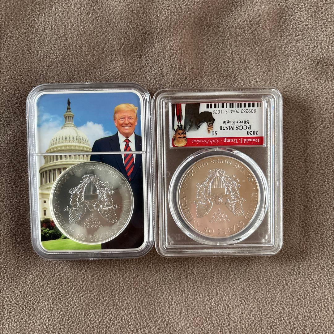 トランプ銀貨 2020年 PCGS MS70 2021年NGC MS70 2枚