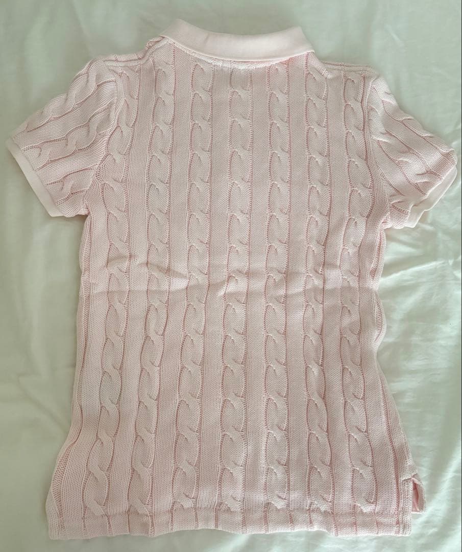 ポロ・ラルフ・ローレン ケーブル編み ポロシャツ 半袖 ピンク