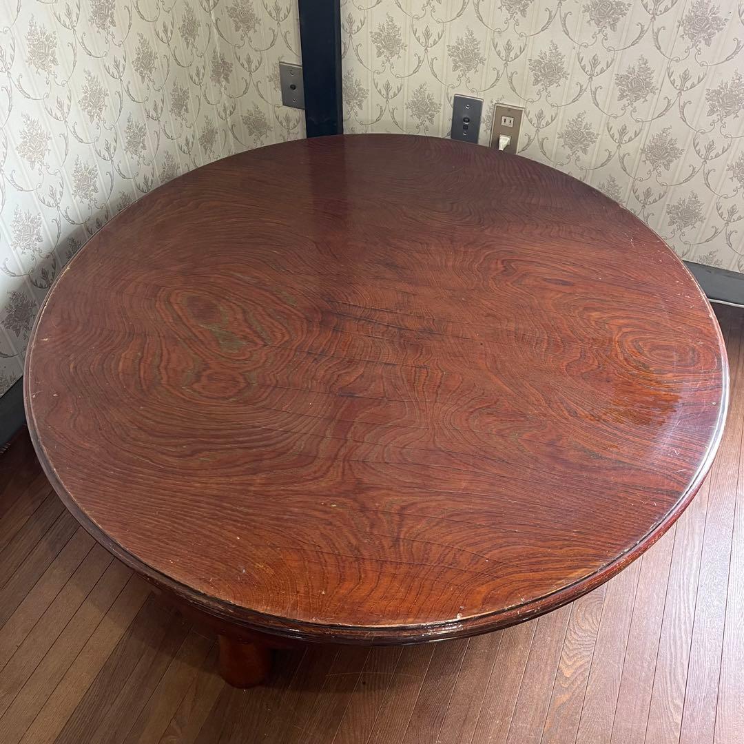 【アンティーク】木製 折り畳み座卓 センターテーブル ちゃぶ台 円卓 古家具