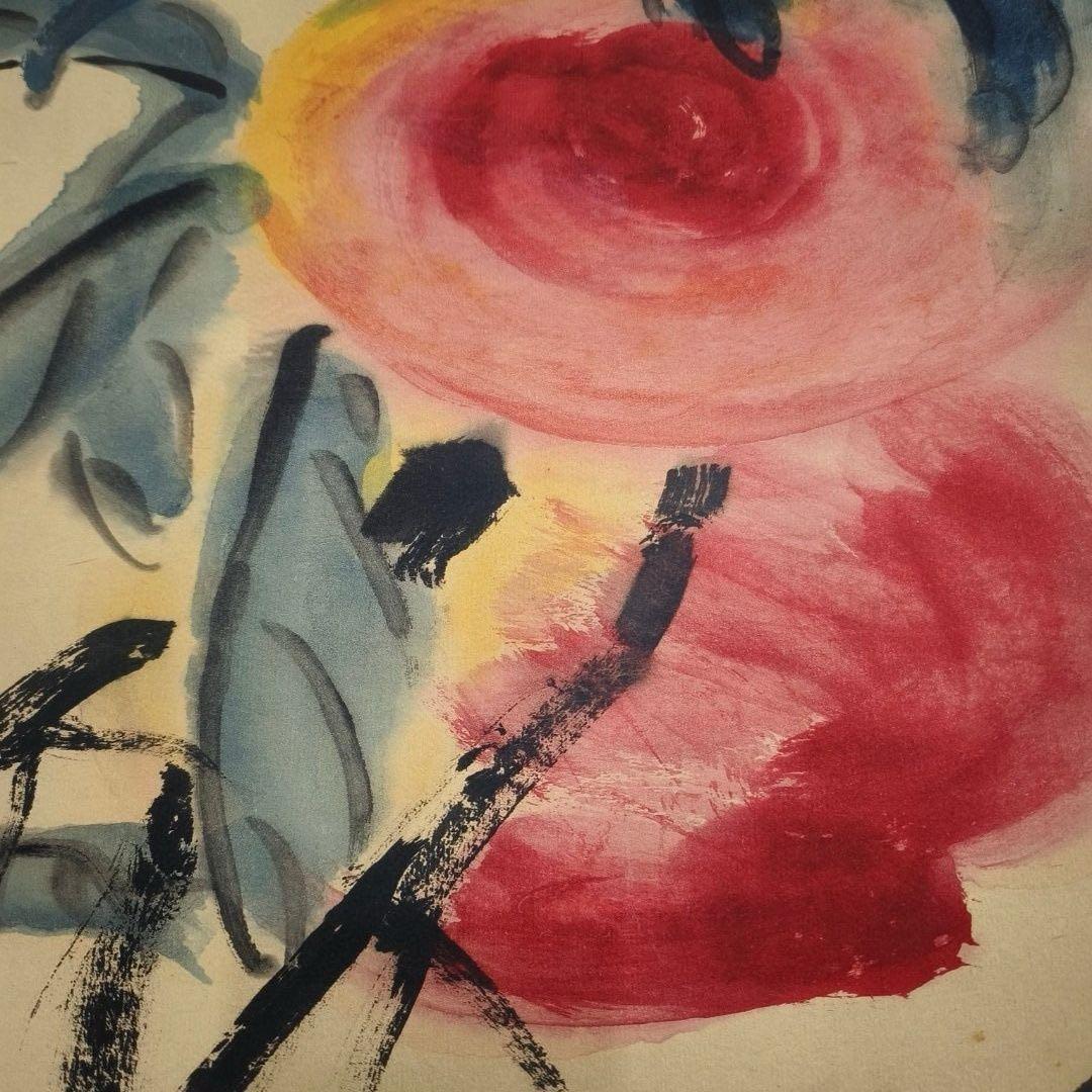 花鳥画 掛け軸｜齊白石 多寿図 桃・吉祥図｜中堂 祝寿 和室 茶室 実物撮影