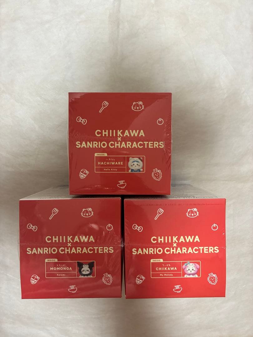 ちいかわ×サンリオキャラクターズ Kiramekkoマスコット ぬいぐるみ X3