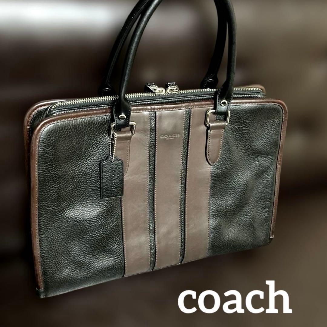 ☆coach☆ ブラック＆ブラウン　レザー　ビジネストート