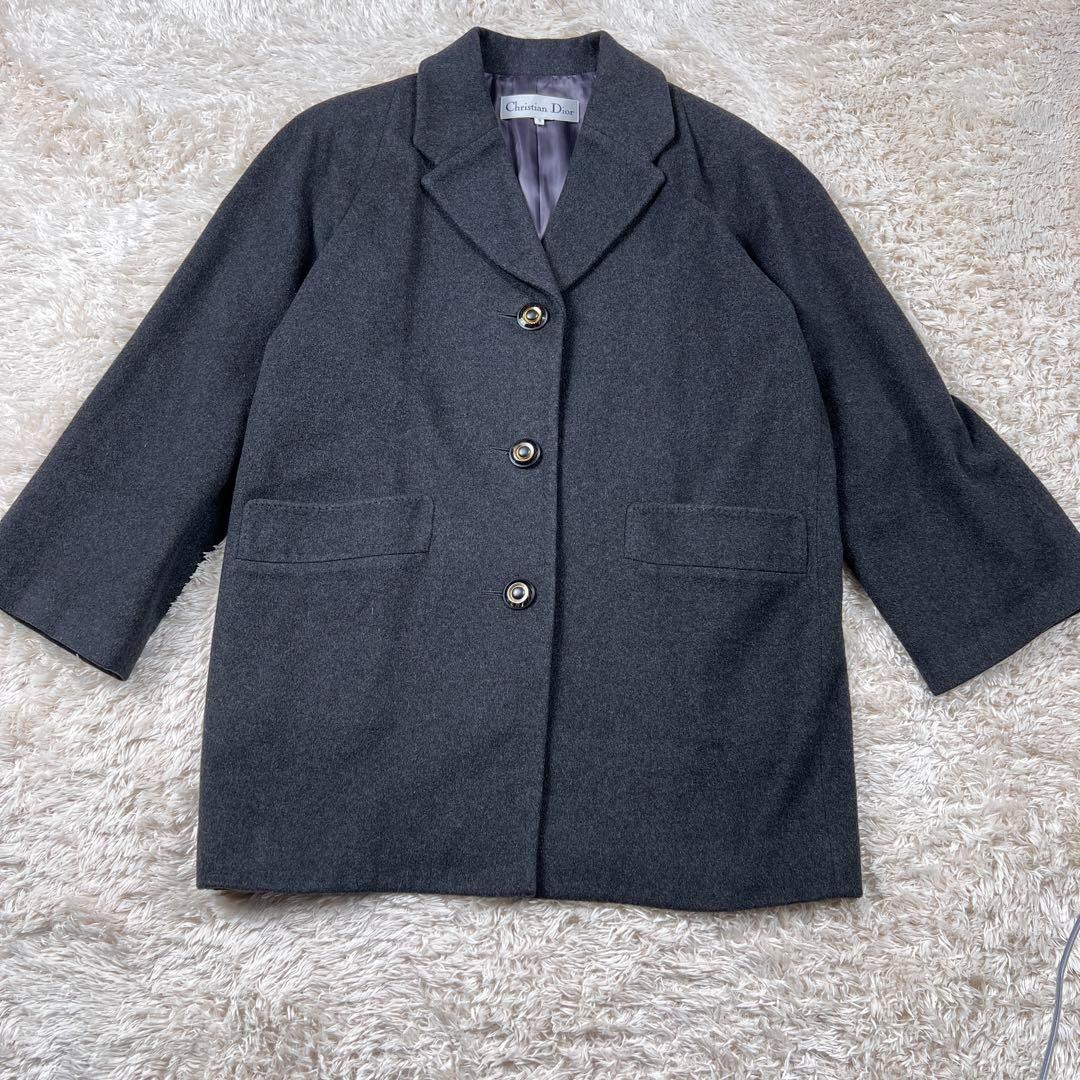 【極美品】クリスチャンディオール　チェスターコート　カシミヤ100%　金ボタン