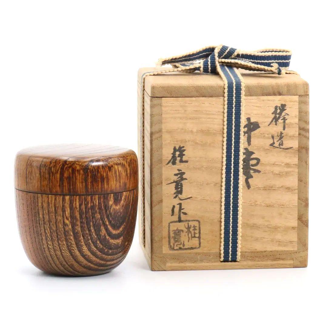 多田桂寛作 欅造 中棗 つぼつぼ蒔絵 茶道具 共箱共布　V809