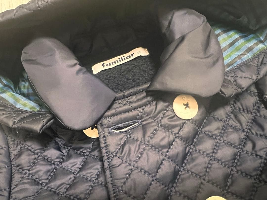 familiar ネイビー キルティングコート