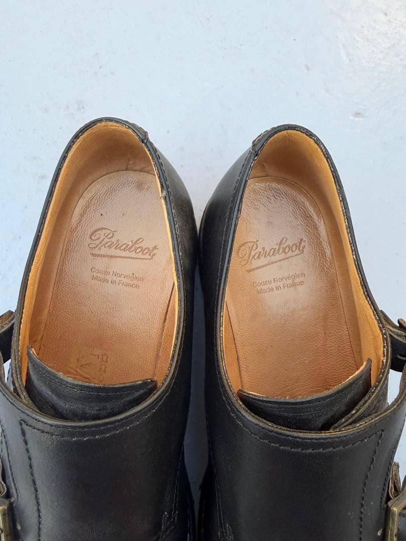 【未使用】 パラブーツ ウィリアム ダブルモンクシューズ UK8 ブラック