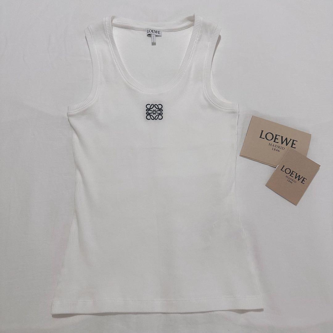 LOEWE リブ編み ホワイト タンクトップ