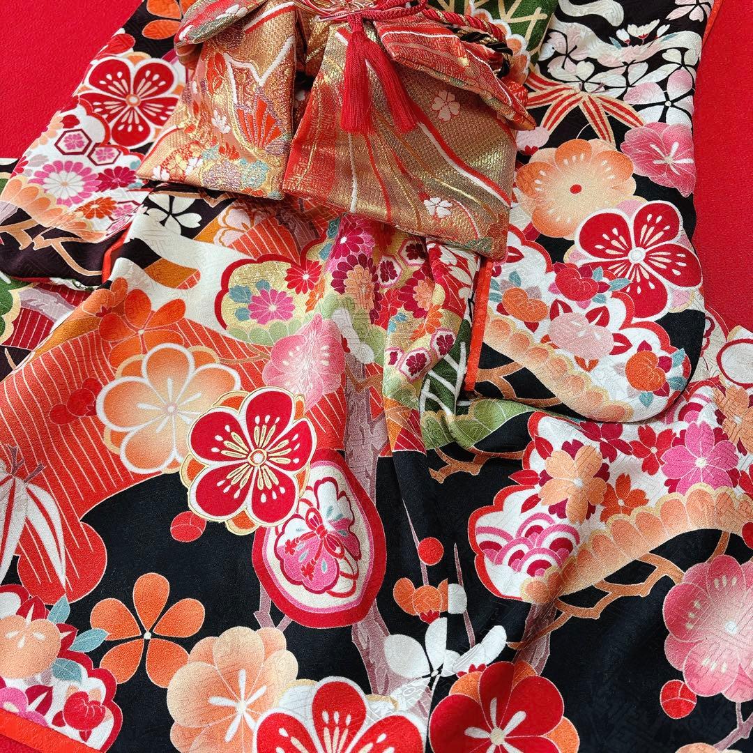 即納✨犬の着物 犬用本格大振袖 M お引き摺り 古典柄 正絹 松竹梅