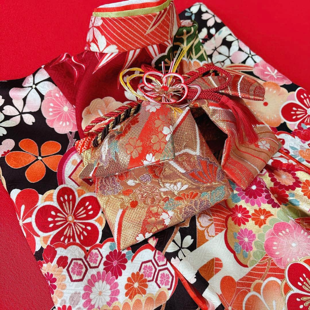 即納✨犬の着物 犬用本格大振袖 M お引き摺り 古典柄 正絹 松竹梅