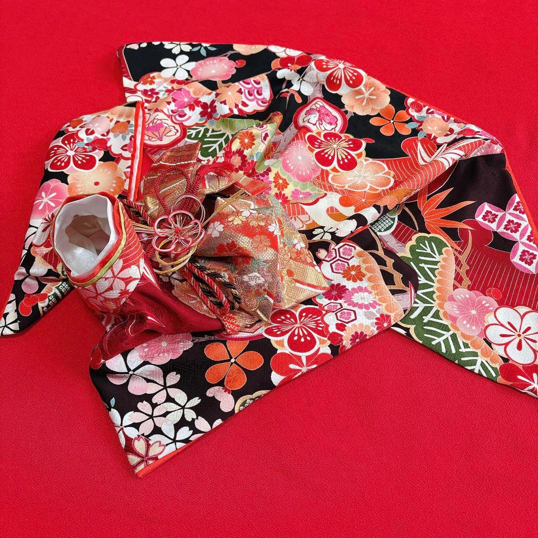 即納✨犬の着物 犬用本格大振袖 M お引き摺り 古典柄 正絹 松竹梅