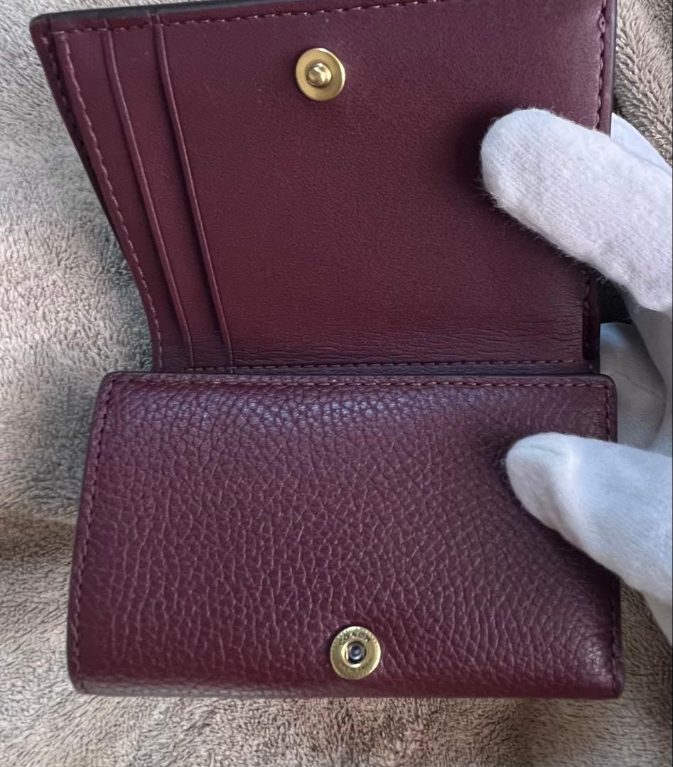 【極美品】新色　コーチ　ミニトライフォールド　ボルドー