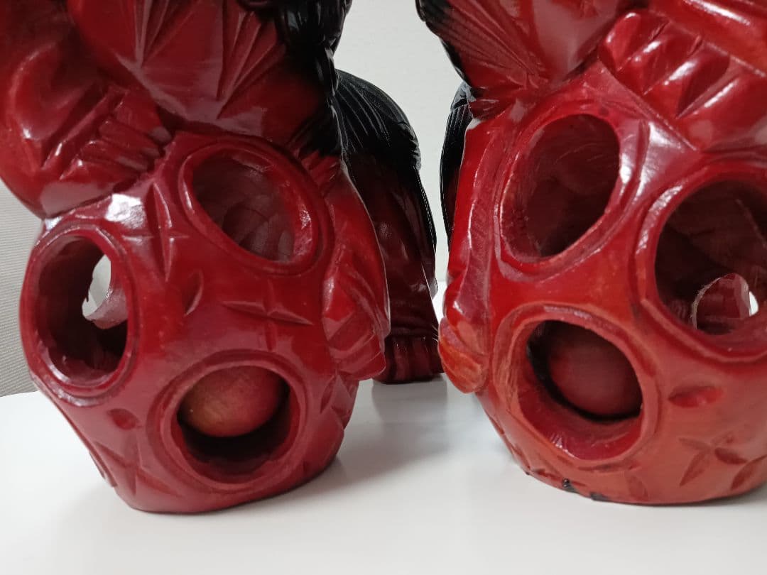 赤黒獅子彫刻 置物