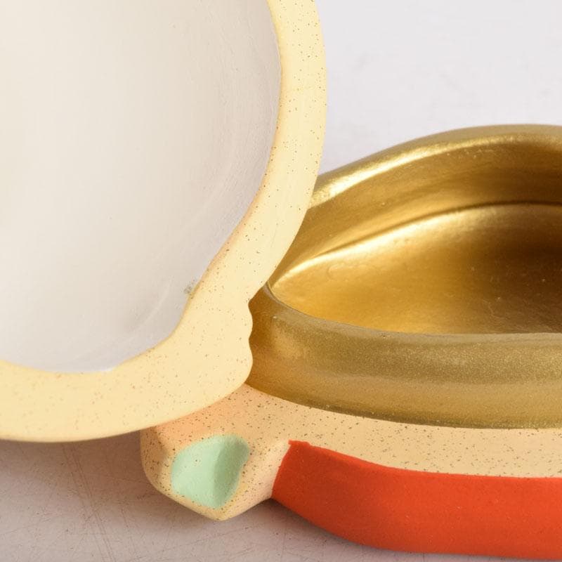 茶道具　京焼　東哉製　色絵　抱兎香合　共箱　V　8461