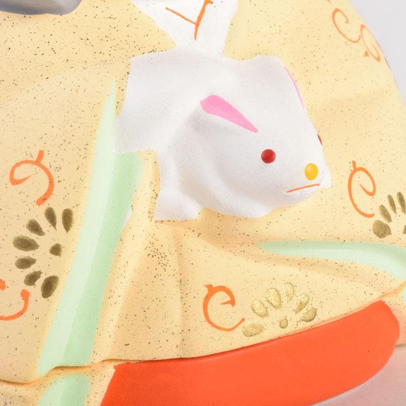 茶道具　京焼　東哉製　色絵　抱兎香合　共箱　V　8461