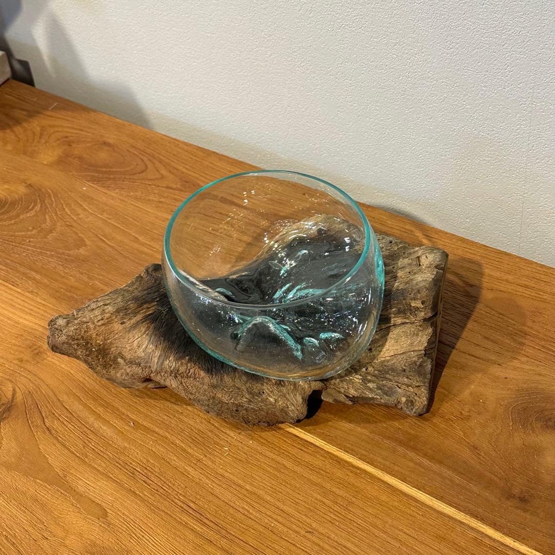 バリ島流木ガラス　w25×d18×h10cm 水槽　アクアリウムメダカ水槽181