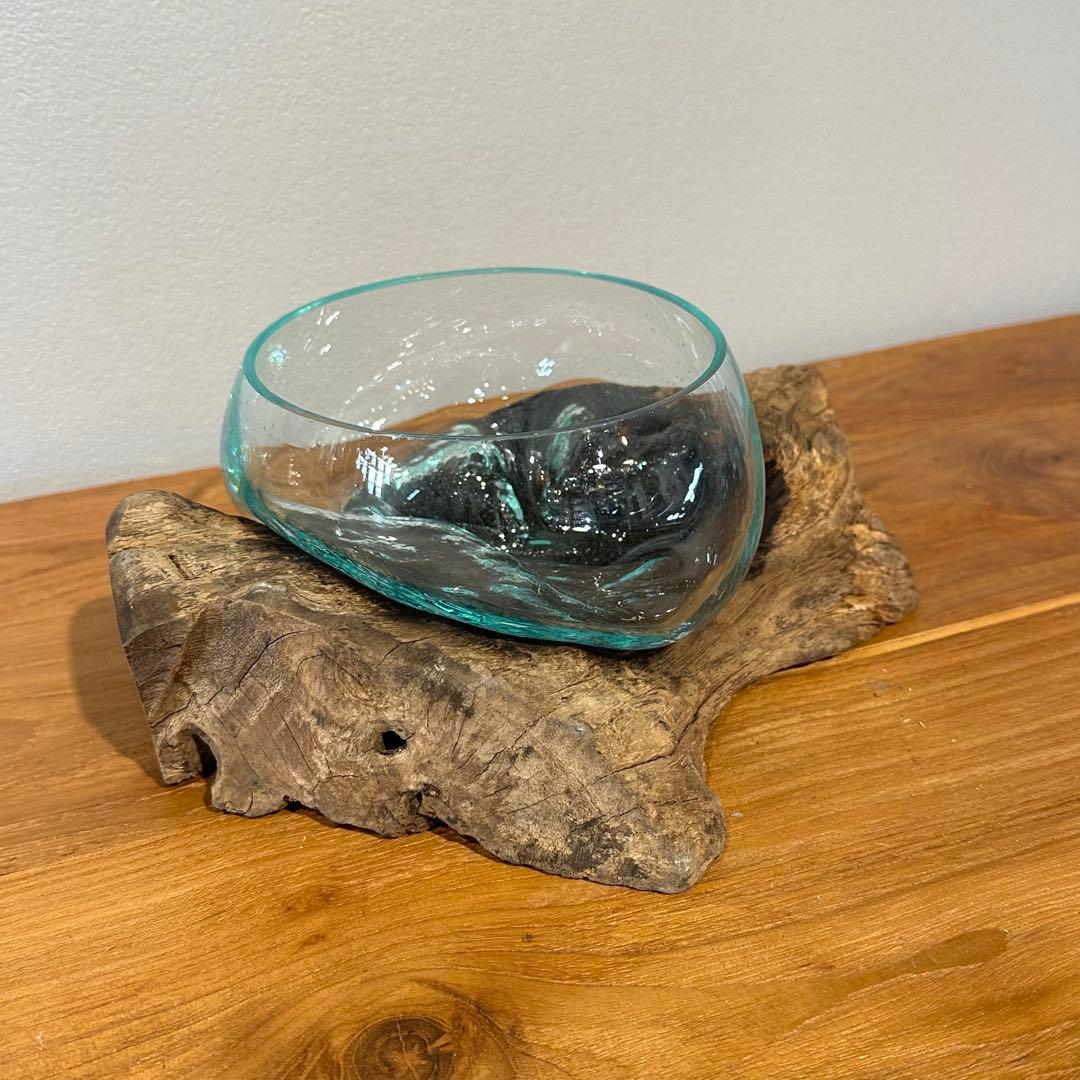 バリ島流木ガラス　w25×d18×h10cm 水槽　アクアリウムメダカ水槽181