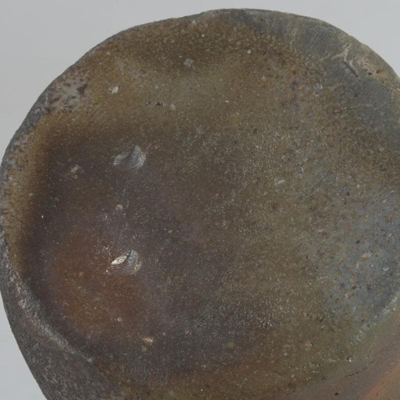 茶道具　備前焼　伊勢崎紳作　肩衝茶入　仕覆二点付　共箱　C　9774