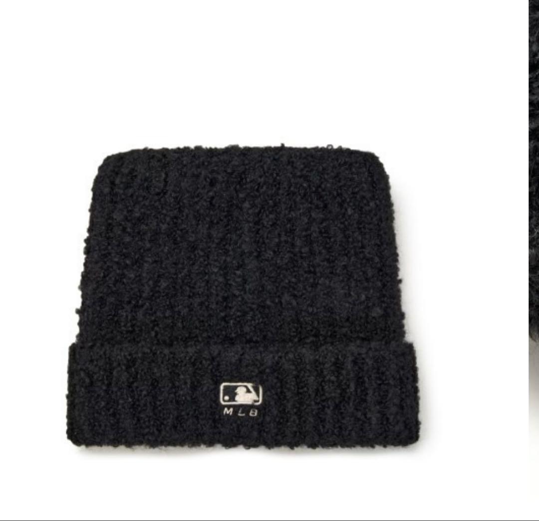 韓国　MLB korea 猫耳　ニット帽　ブラック　オンライン完売品