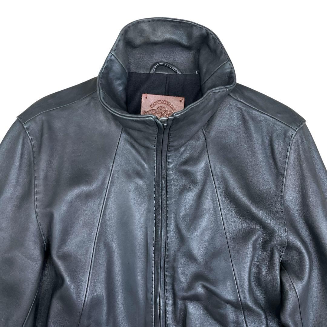 RETRO GRADE　ハイネックレザージャケット　シングルライダース　羊革　L