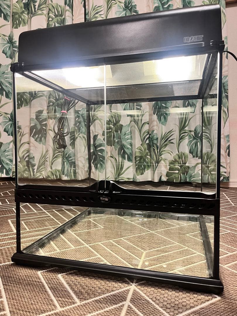 Exo terra 大きめ飼育ケージ 蛍光灯2灯付き ヒーターセット