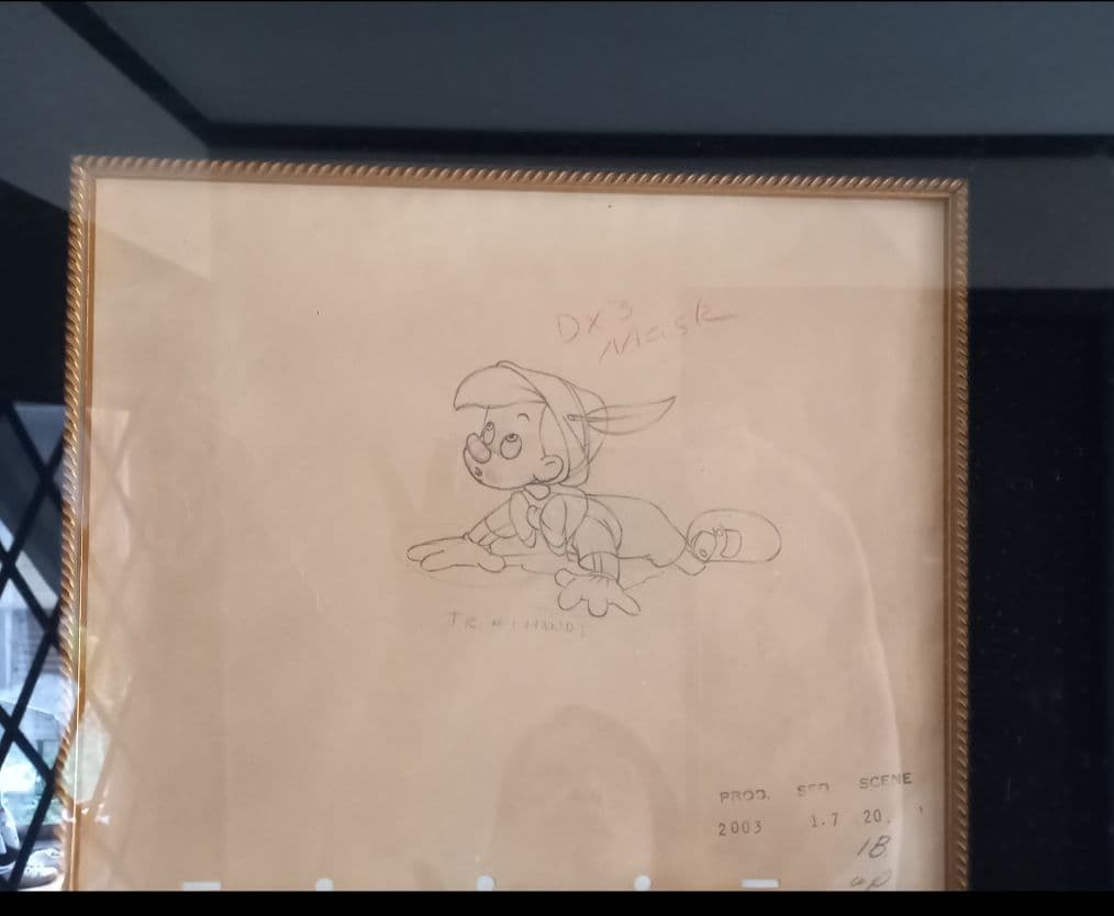 ディズニーピノキオ セル画の下書きデッサン画