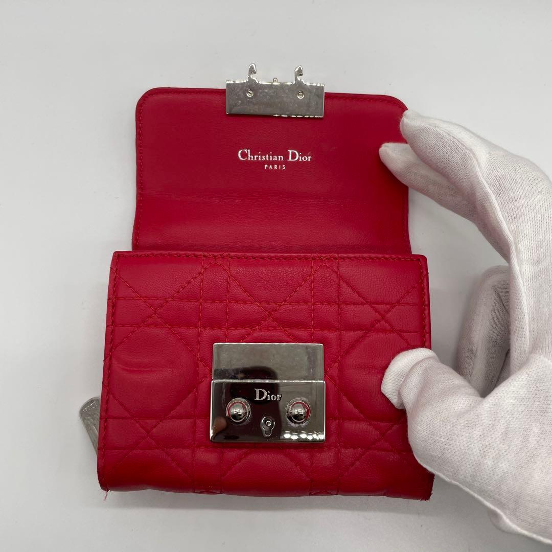 【美品】 DIOR クリスチャンディオール レディディオール レザー 折り財布
