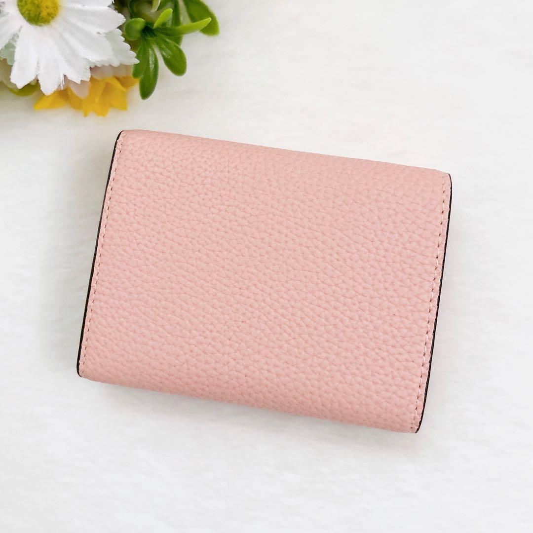 美品 BONAVENTURA レザー コンパクトウォレット 三つ折り財布 ピンク