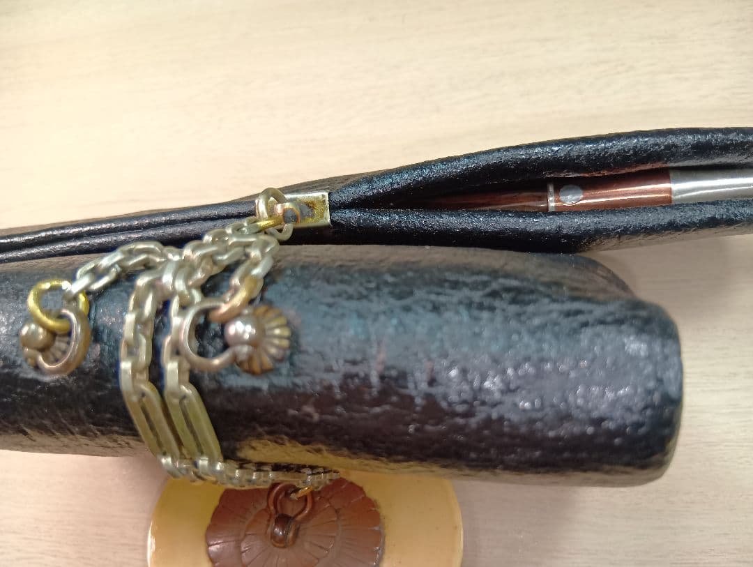 煙草入／天狗前金具／極上美品金工根付／２色煙管