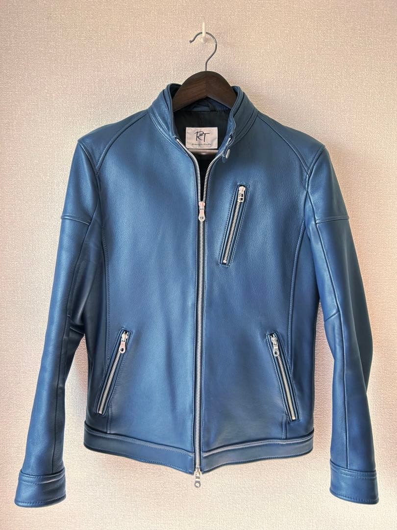 シングルライダースジャケット RT ブルー　羊革