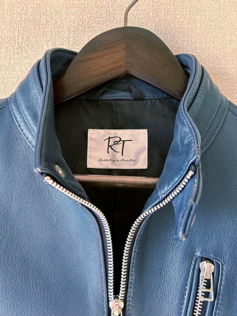 シングルライダースジャケット RT ブルー　羊革