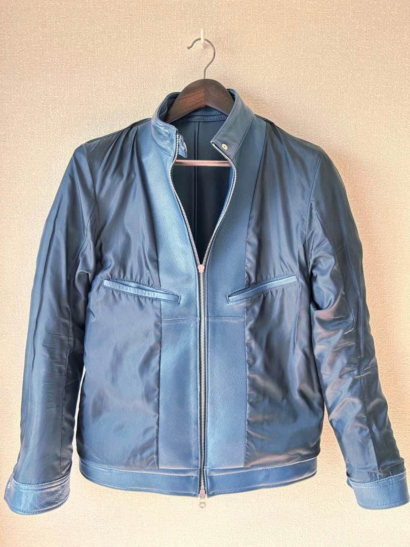 シングルライダースジャケット RT ブルー　羊革