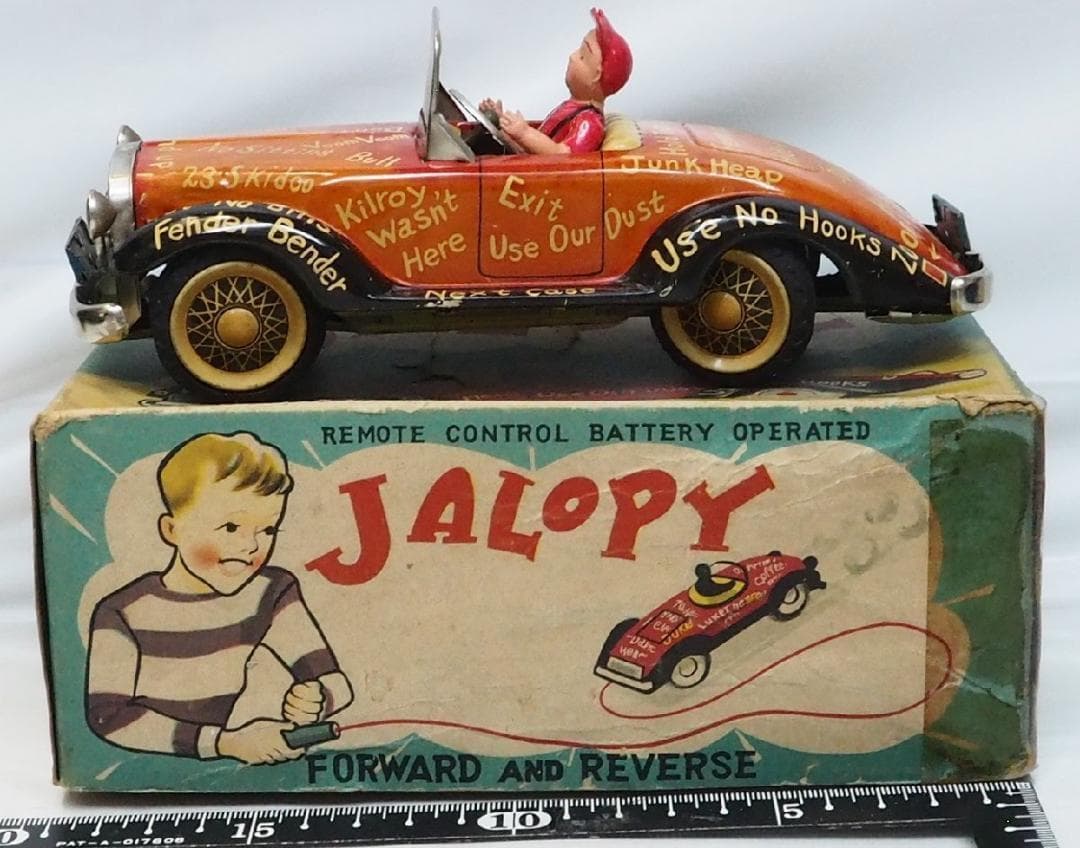 LINE MAR TOYS【JALOPYリモコン欠】tinブリキcar箱付toy