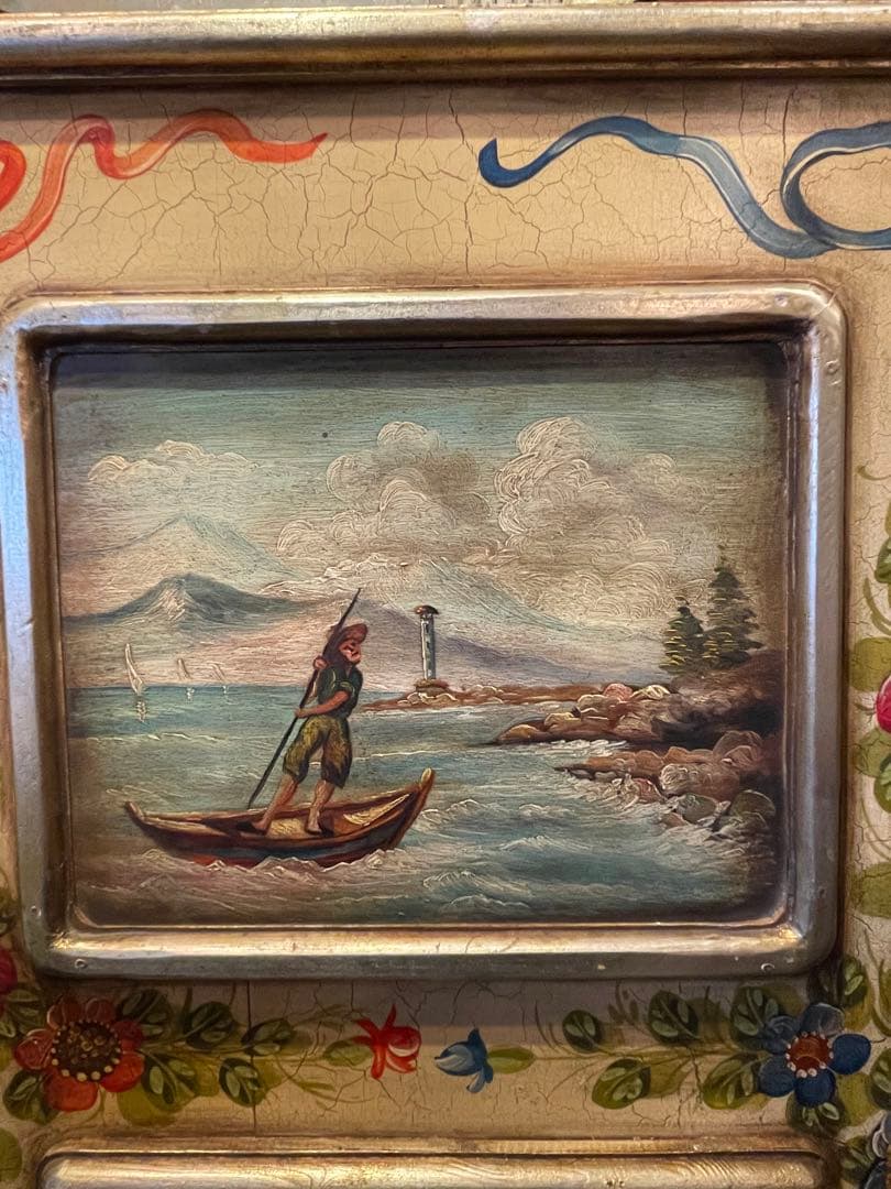 値下！スペイン製　トールペイント　大きめミラー