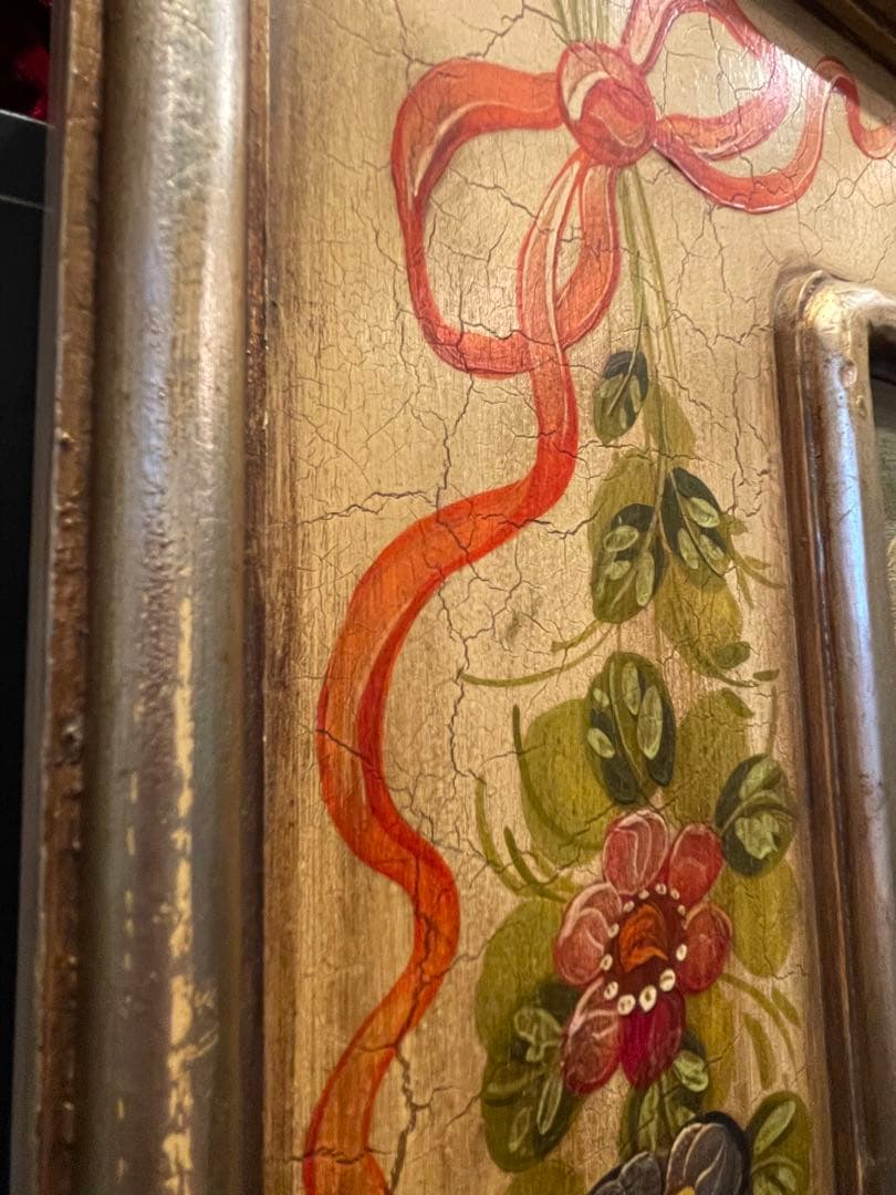 値下！スペイン製　トールペイント　大きめミラー