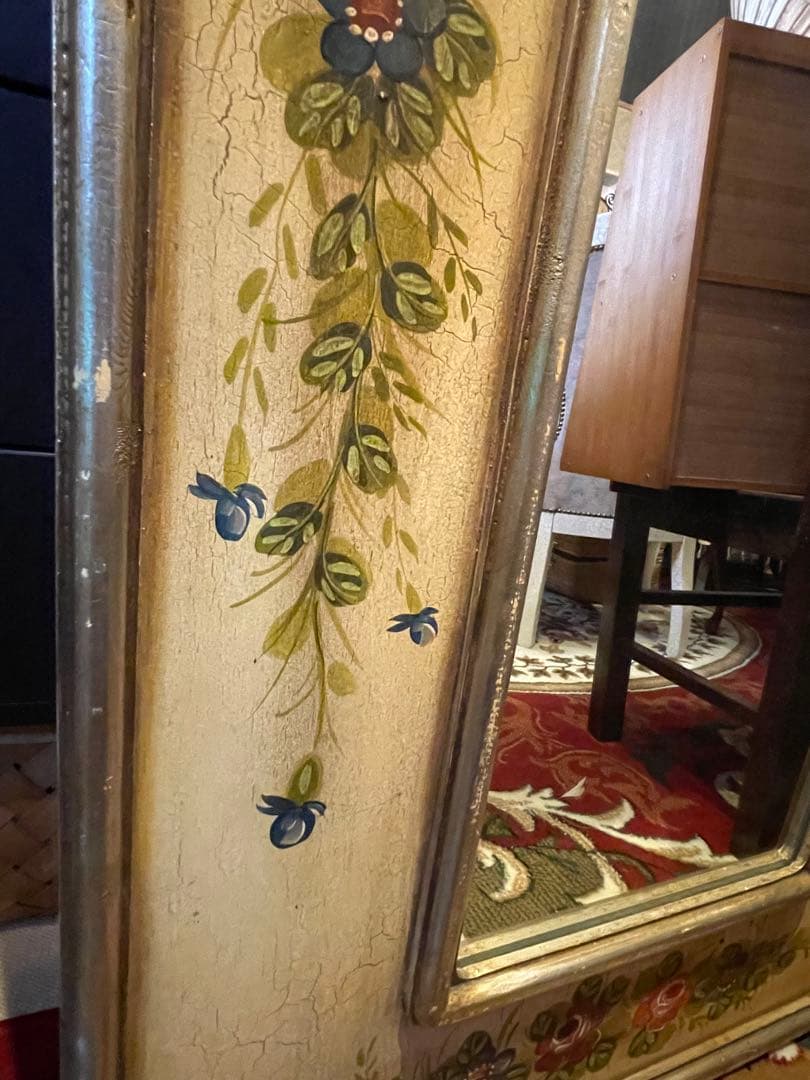 値下！スペイン製　トールペイント　大きめミラー